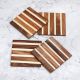 Handmade Brown Pattern Wooden Coasters - Pack of 4